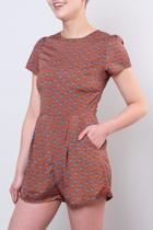  Cat Print Romper