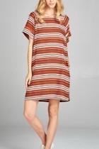  Woven Striped Dress