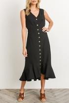  Black Button-down Midi-dress