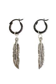  Feather Black Hoops