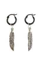 Feather Black Hoops