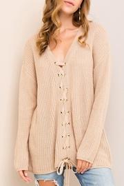  Lace-up Front Sweater