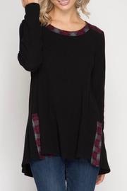  Plaid Contrast Top