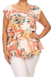  Orange Floral Top