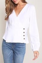  White Long-sleeve Peplum-blouse