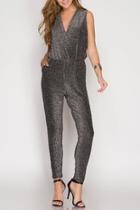  Sleeveless Metallic Jumpsuit