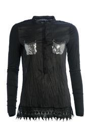  Sequin Pocket Blouse