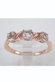  Diamond And Aquamarine Wedding Ring Anniversary Band Rose Gold Size 7 March Gem