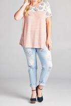  Floral Print Stripe Top