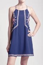  Embroidered Navy Dress