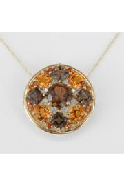  Citrine Smokey Topaz Diamond Cluster Pendant Necklace 14k Yellow Gold 18 Chain