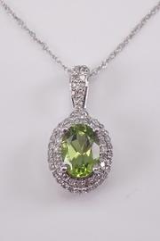  Diamond And Peridot Halo Pendant, 18 Chain
