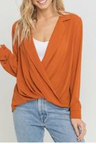  Notched Lapel Collar Blouse