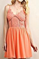  Coral Floral-lace Dress