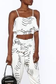 White Abstract Sleeveless Top