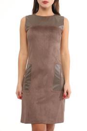  Faux Suede Fitted Dress