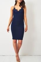  Navy Lace-applique Dress