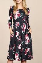  Empire-waist-shirred-floral Pocket Dress