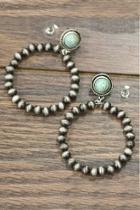  Natural-turquoise Navajo-pearl Hoop-earrings