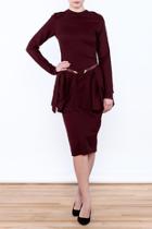  Peplum Wine Dress