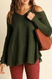  Frayed Waffle Tunic Top