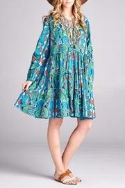  Geometric Tie Neck Dress