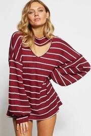  Striped Waffle-knit Top