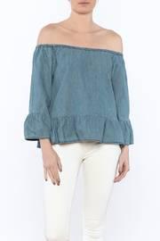  Off-shoulder Chambray Blouse