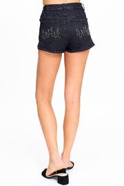  Fire Detail Embroidered Jean Shorts