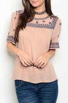  Taupe Embroider Top