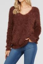  Twist-knot-back Fuzzy Sweater