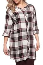 Plaid Button-up Tunic