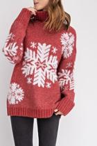  Snowflake Turtleneck Sweater
