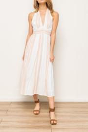  Smocked Back Stripe Halter Dress
