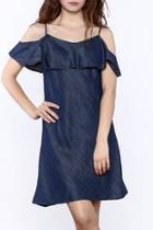  Indigo Cold-shoulder Dress