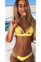  Yellow Flower Top Bikini