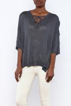  Drawstring V-neck Sweater