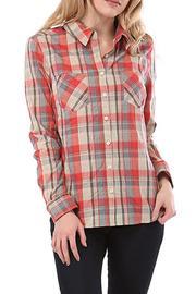 Coral Plaid Top