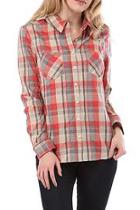  Coral Plaid Top