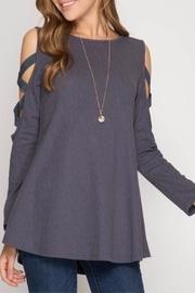  Textured Blue Top