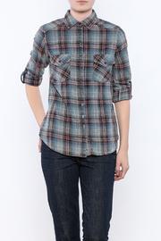  Lace Back Flannel Top