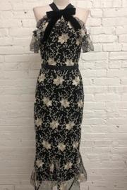 Cold-shoulder Embroidered Mesh-dress