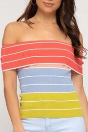  Color-block Off-shoulder Top