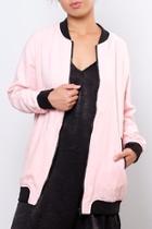  Long Linen Bomber Jacket