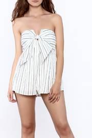  Stripe Print Strapless Romper