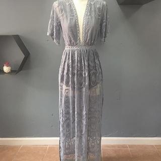  Dusty Blue Lace Dress