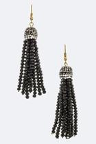  Crystal-bead Tassel Earrings