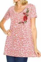  Leopard Floral Tunic Top