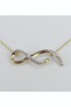  Infinity Necklace, Yellow Gold Diamond Necklace Pendant, 18.5 Chain