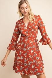  Rust Floral Wrap Dress